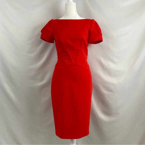 Karen Millen Red Corset Effect Dress - Picture 2 of 9